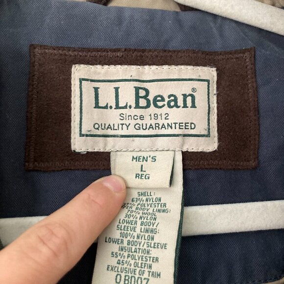 Vintage LL Bean Parka Chore Coat Wool Lined Navy Plaid Full Zip Hunting Barn - Picture 14 of 16